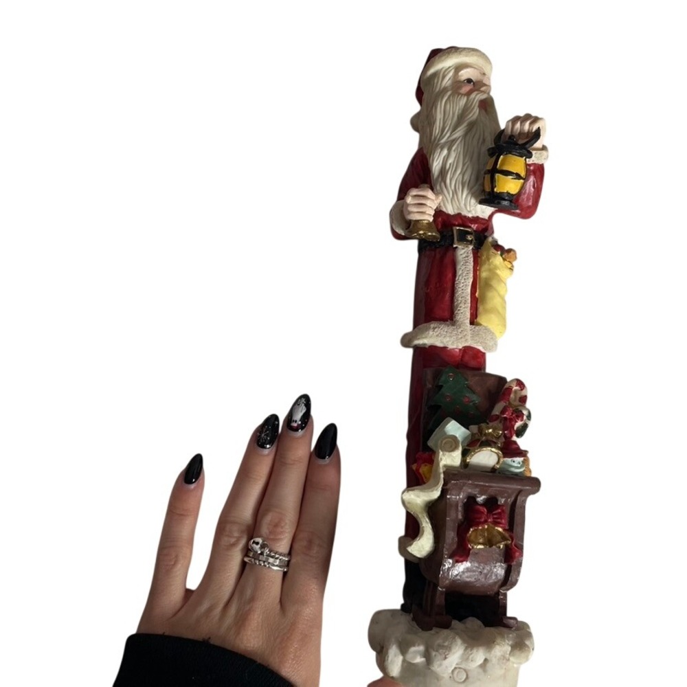 Vintage Santa‎ Claus Figurine Holding Lantern and Gifts Christmas Decor